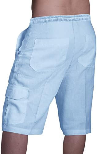 מכנסי מטען Rtrde לגברים מכנסי פשתן כותנה מזדמנים מכנסיים מרובי כיס כושר כושר כושר מכנסי חוף מכנסיים קצרים