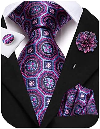 היי - עניבת משי עניבות לגברים 4 יחידות גברים של קשרי פרח דש פין כיס ריבועים חפתים סט עניבה לחתונה עסקים