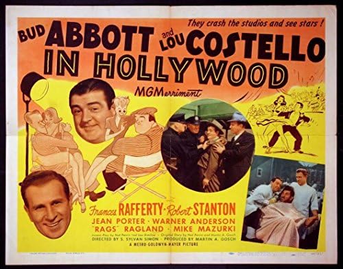 אבוט וקוסטלו בהוליווד אל הירשפלד אמנות 1945 חצי גיליון מקורי 22x28 פוסטר סרטים