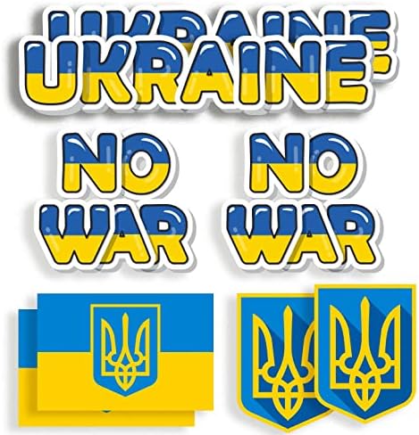 מדבקות ויניל דגל אוקראינה סט של 8 - אוקראינה ללא מדבקות מלחמה מדבקות פגוש - מעיל נשק אוקראינה מדבקת מחשב נייד - עמד עם