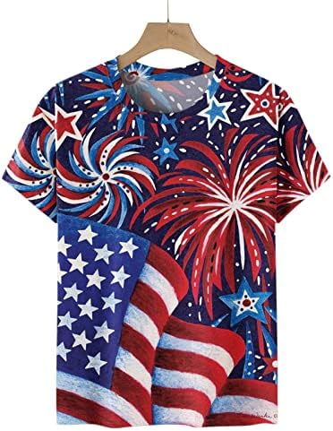 חולצת טריקו 4 ביולי נשים חולצות דגל אמריקאיות חולצות שרוול קצר