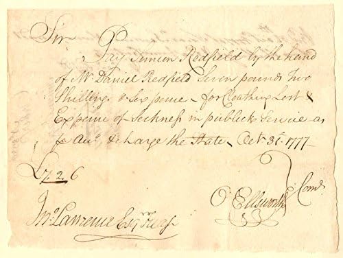 1777 מיום ג 'סי רוט ואוליבר אלסוורת' חתמו על צו שכר מלחמת העצמאות