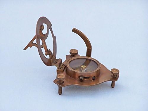 המפטון ימי 3 זכוכית-101 שעון שמש משולש עתיק של קפטן עם תיבת סיסם 3 - מצפן פליז ייחודי