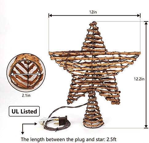 טופר עץ חג מולד שופע, טופר כוכב ראטאן 12 אינץ